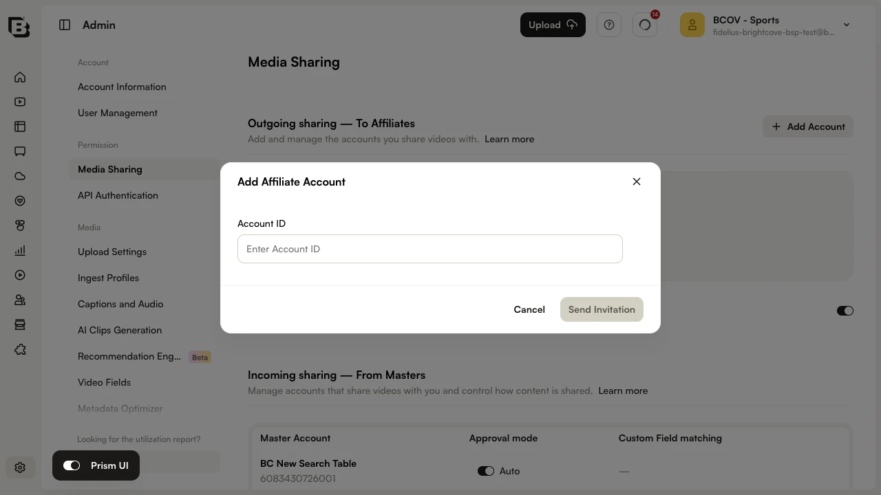 Add Affiliate Account dialog