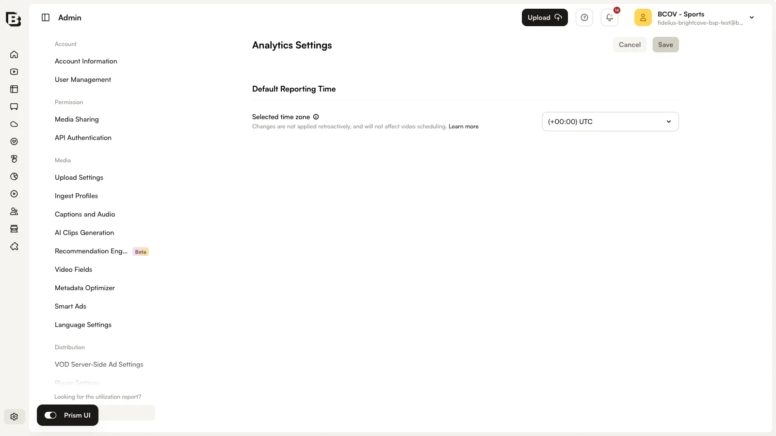 Admin module sidebar