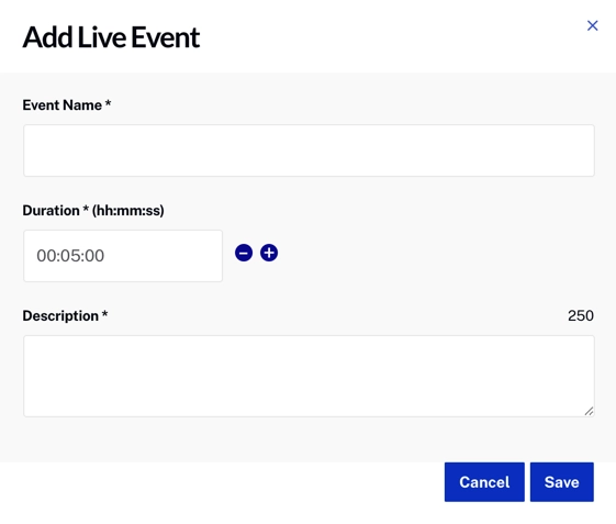 Add Live Event